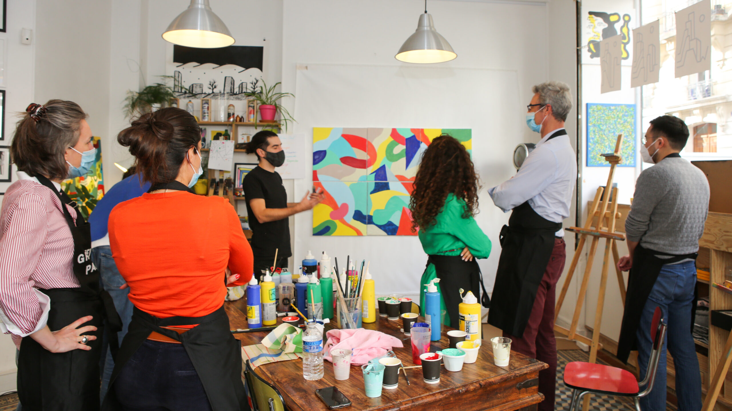 Team building street art toile 